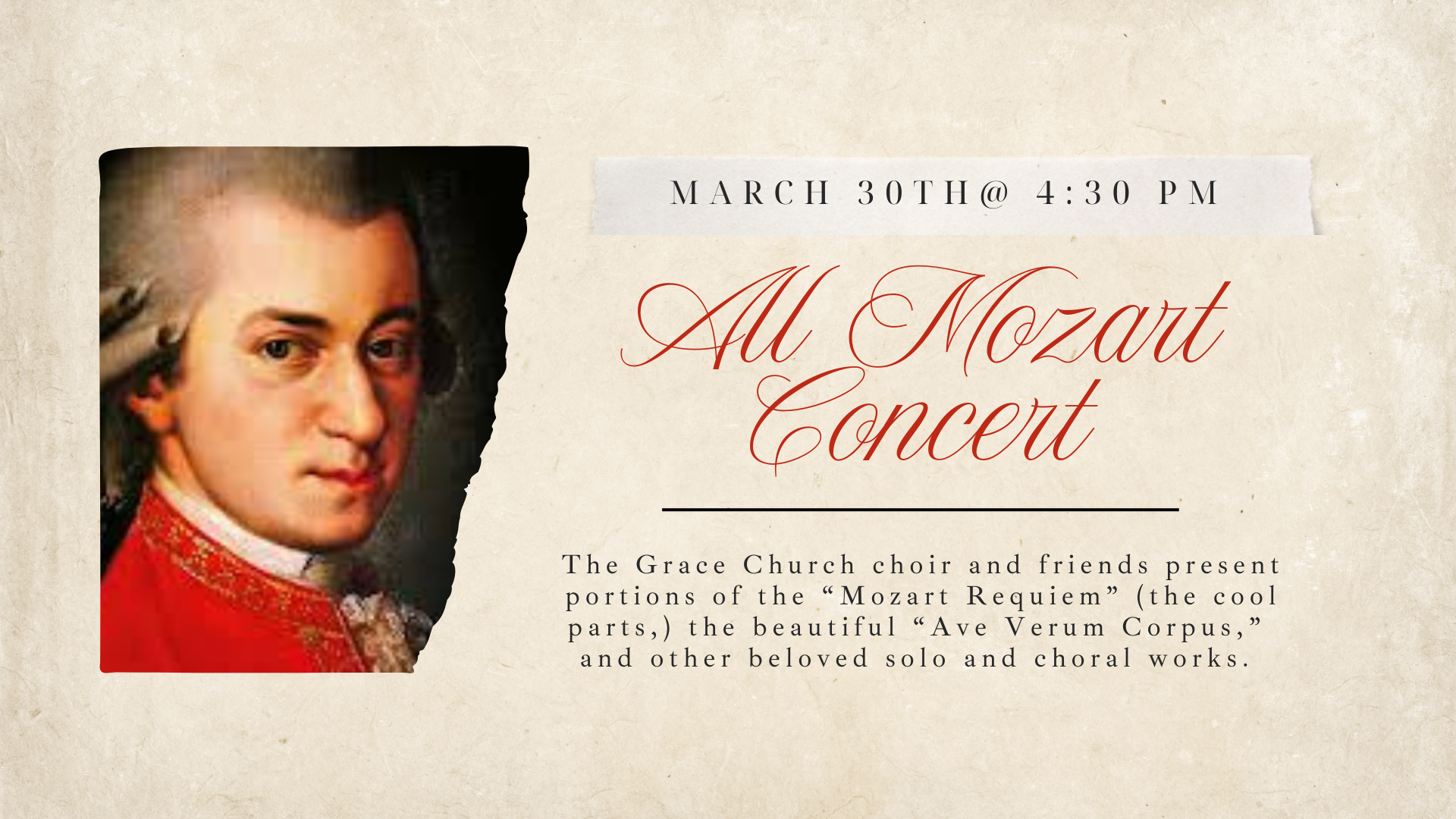 GraceMusic Presents All Mozart Concert | March 30, 2025 | Nyack, NY